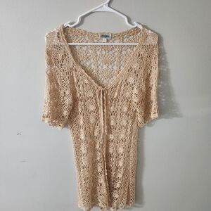 Women's Tan Crochet Top